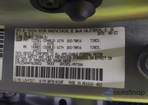 2023 Toyota Tacoma Trd Off Road from USA, damaged, VIN 3TMCZ5AN4PM628032